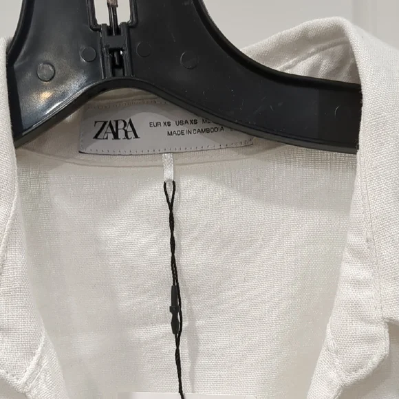 Zara XS Linen Crisp White Button-Front Midi Shirt Dress - Picture 4 of 5